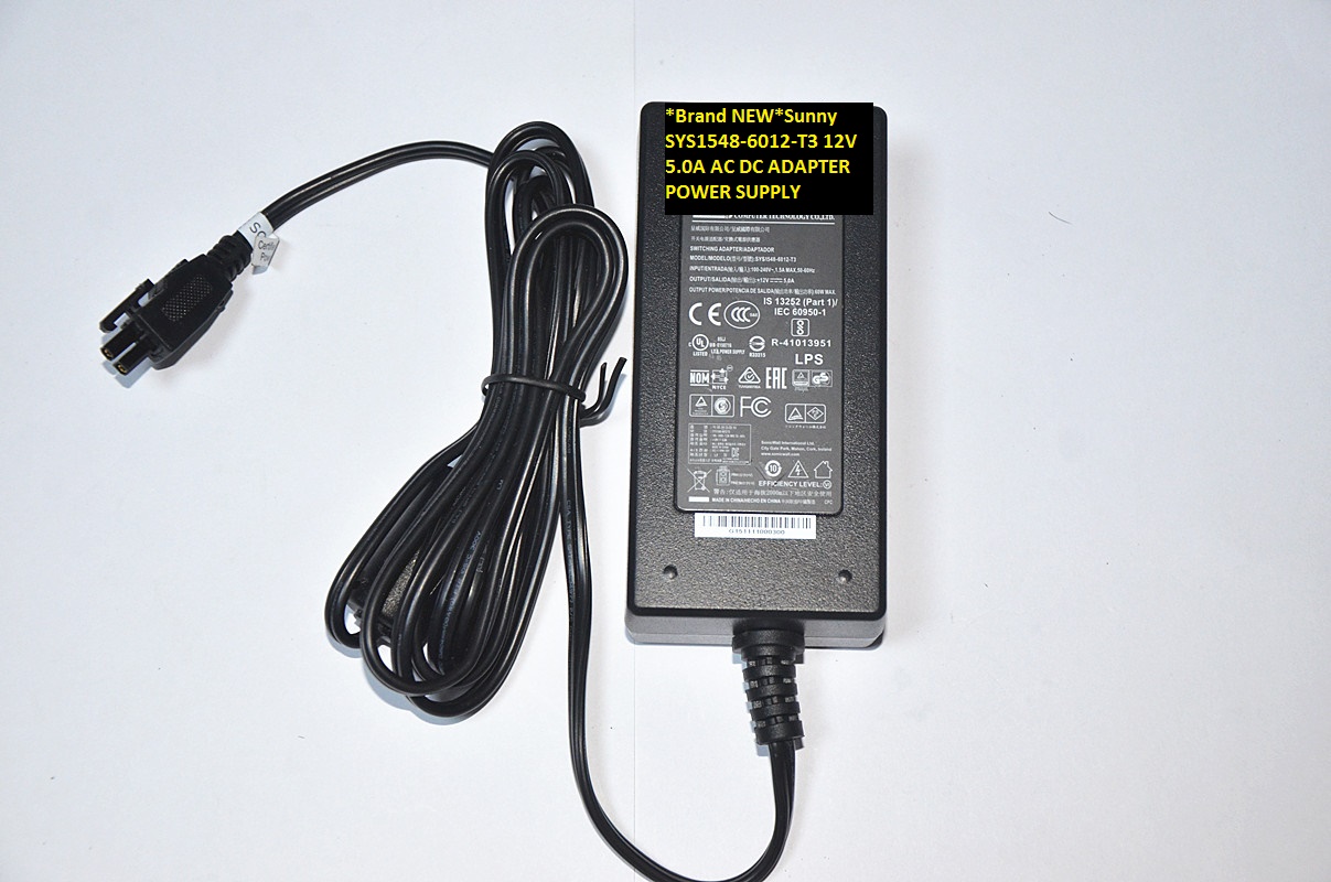 *Brand NEW*Sunny SYS1548-6012-T3 12V 5.0A AC DC ADAPTER POWER SUPPLY
